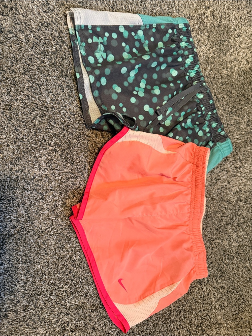 Nike Girls Coral and Black-Mint Spot Athletic Shorts Set